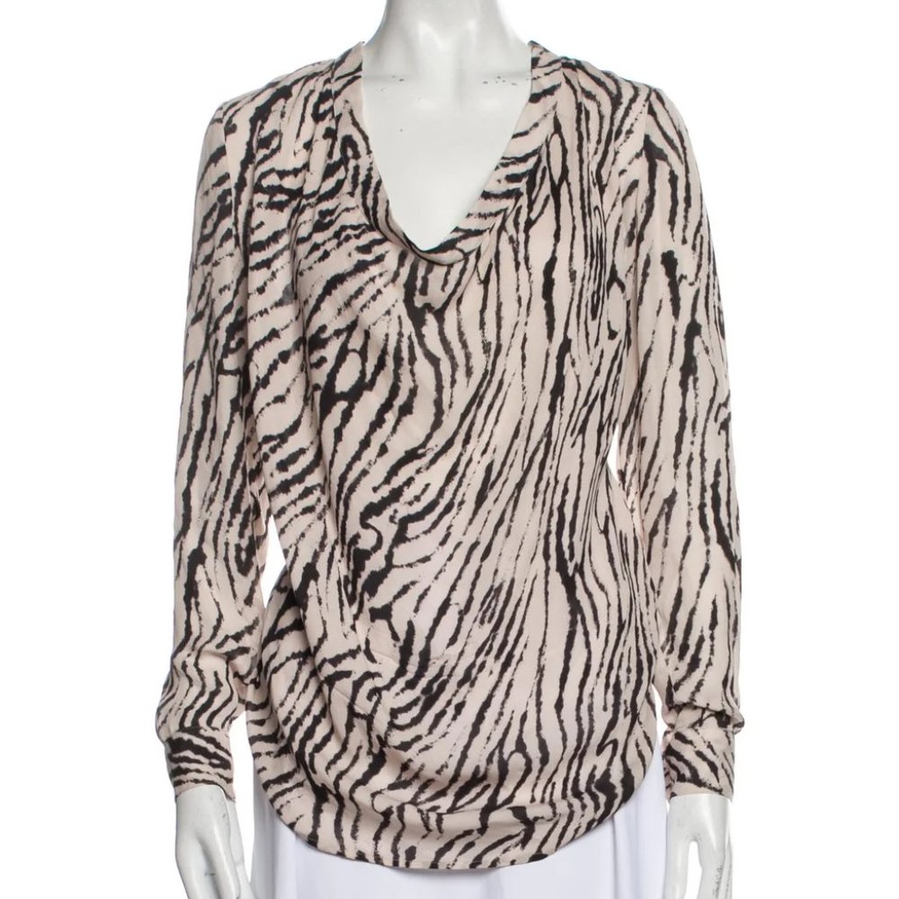 HAUTE HIPPIE Silk Zebra Animal Print Blouse Size: S
